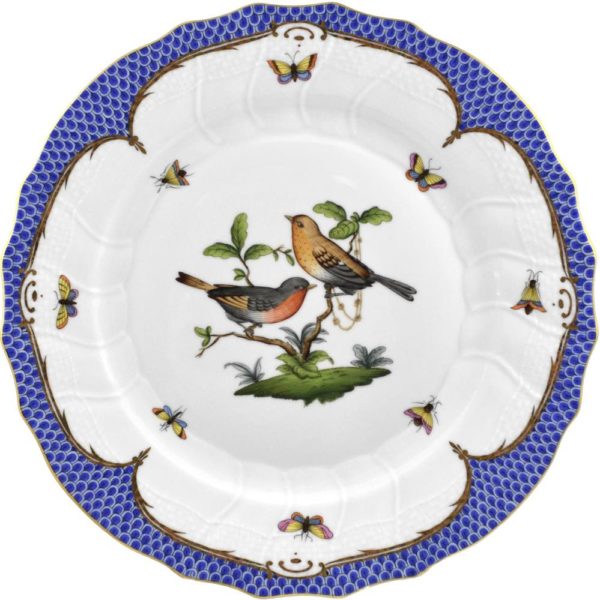 Herend Rothchild Birds Blue Dinner Plate